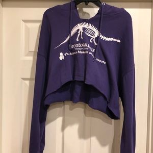 Cut off purple Brontosaurus hoodie